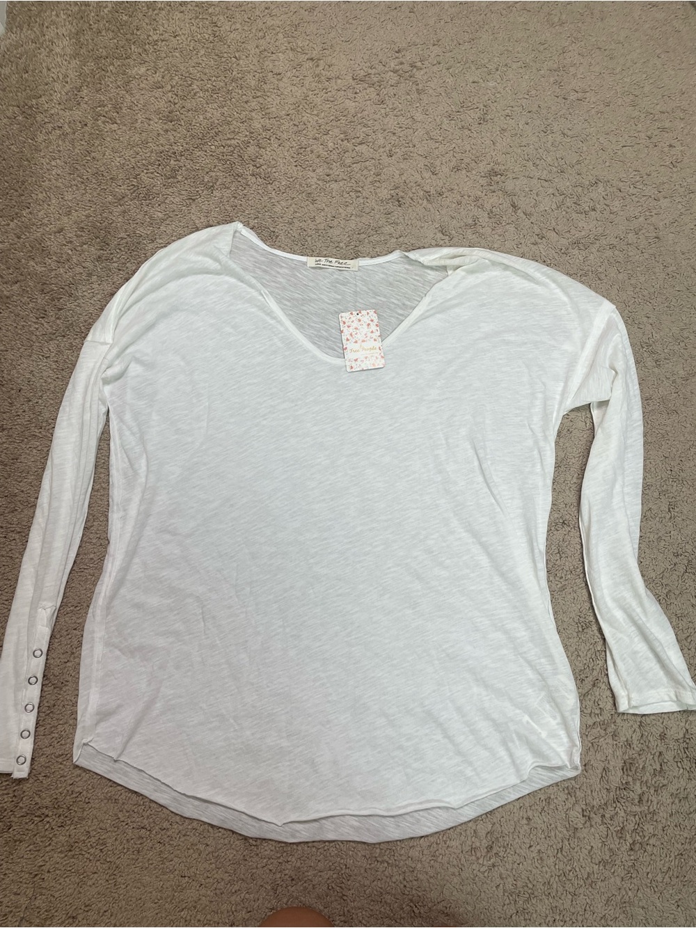 NWT Free People White Button Long Sleeve